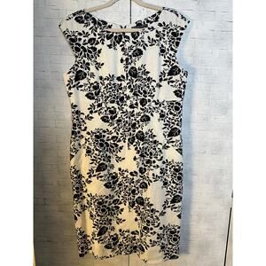 ISABELLA DEMARCO women’s floral linen dress cap sleeve black cream heritage